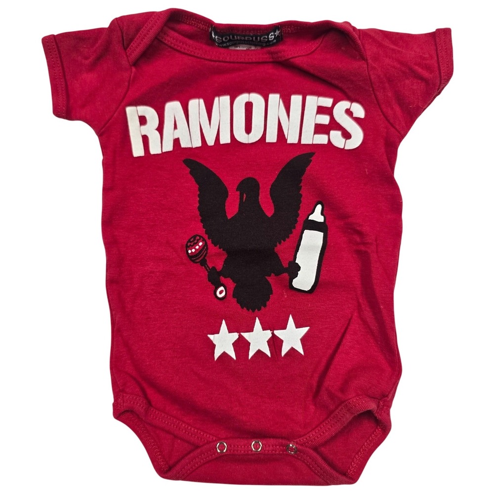 Sourpuss Ramones Punk Rock Graphic Baby Bodysuit Red 0-6 Months Made in USA Y2K